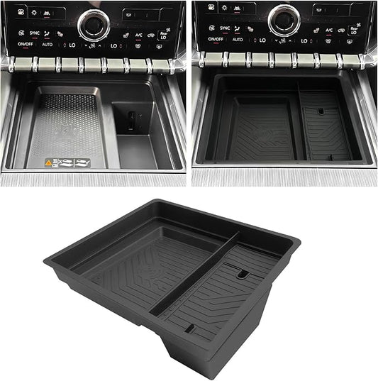 for 2024~2026 GMC Acadia (Elevation/AT4) - Only Compatible with Console Without Cover 2Pcs Center Console Organizer Tray ABS Materials& TPE Wirless Mats Storage Box
