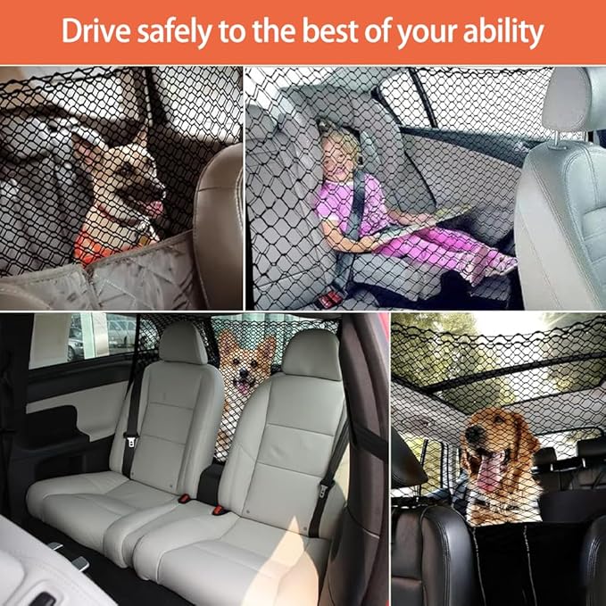 Dog Car Barrier for Honda Odyssey RB1 RB3, Elastic Mesh Pet Barrier Prevents Dogs from Jumping Forward, Car Net for Dogs for SUV Cargo Area & Back Seat