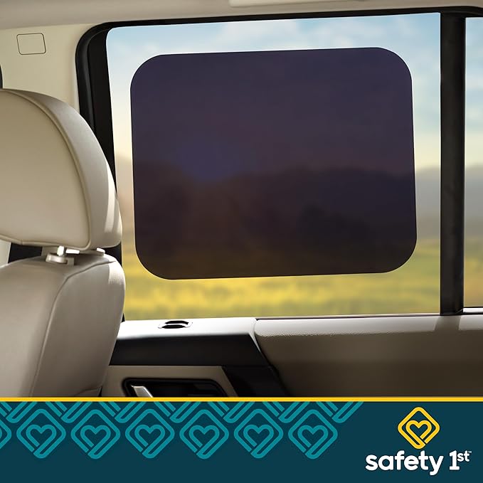 Safety 1st Cling Car Window Shades for Baby, 2 Pieces, Sun Blocker and UV Protection, Static Cling Privacy Shade, Black Tint