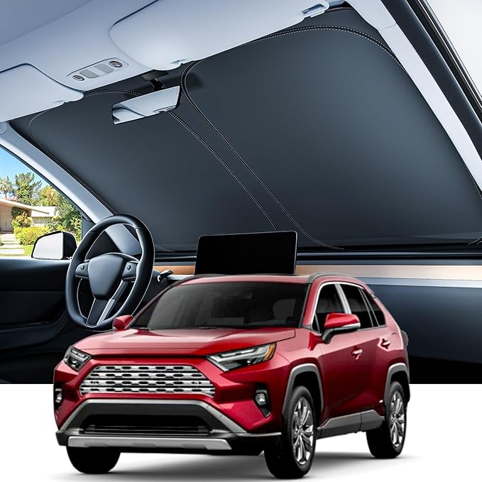 REEVAA Upgraded for Toyota RAV4 2019-2026 Windshield Sunshade [Tailored Fit, 99% Sun Protection] Foldable Sun Shade Car Accessories with Storage Bag