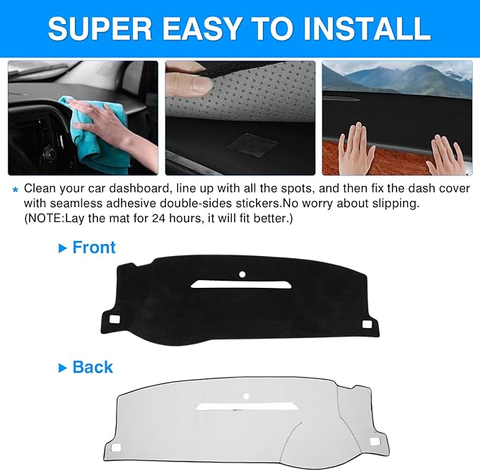 Autorder Dashboard Cover Mat for 2007-2013 Chevy Silverado Sierra,2007-2014 Chevy Tahoe Suburban Denali Avalanche&GMC Yukon/XL Without Dash Speaker&Only One Glove Box Accessories Velvet Dash Cover