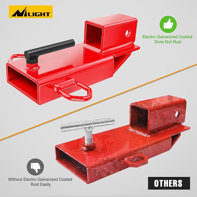 Nilight Forklift Trailer Hitch Attachment Fits 2 Inch Receiver Clamp on Pallet Fork Trailer Towing Adapter with Safety Chain & 5/8” Hitch Pin Clip Red