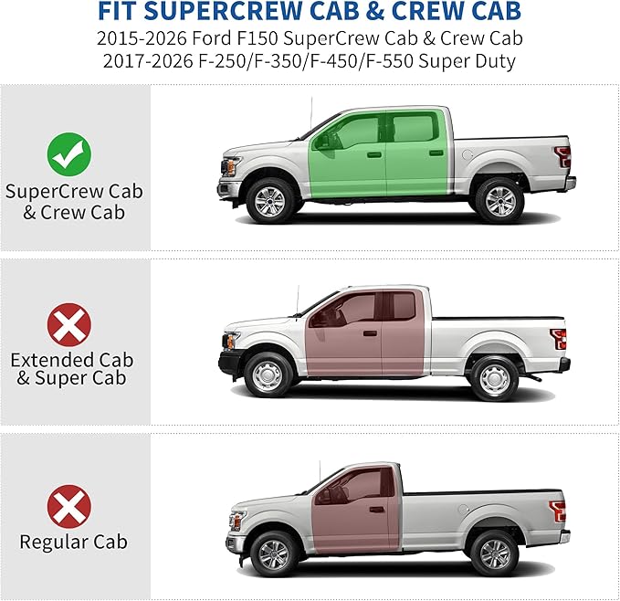 oEdRo Under Seat Storage Fit for 2015-2026 Ford F-150 F150 SuperCrew/Crew Cab, 2017-2026 F-250/F-350/F-450/F-550 Super Duty, Upgraded Rear 2-in-1 Truck Organizer Underseat Storage Box