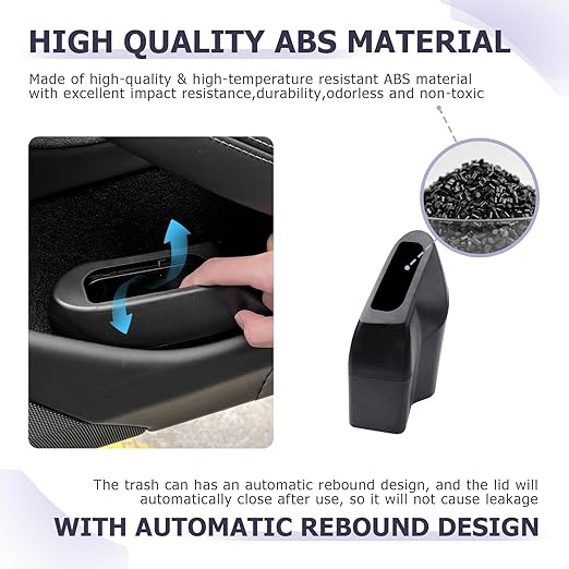 LUWU Car Trash Can Compatible with 2018-2022 2023 2024 2025 Tesla Model3 & ModelY Interior Accessories Car Trash with Lid Portable Mini Trash Dustbin Garbage Trash Bin Car Waste Bin Leak-Proof 2PCS