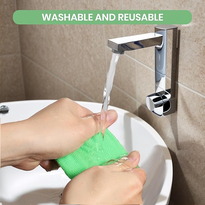 Windshield Cleaner Tool Car Window Cleaner with 6 Reusable and Washable Microfiber Pads and Extendable Handle Auto Inside Glass Wiper Kit (Green)