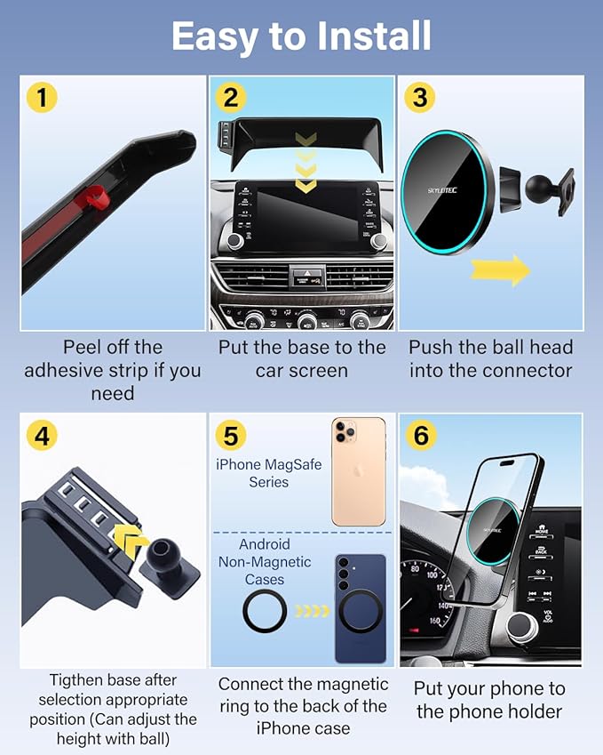 Phone Holder for BMW 7 Series i7 2023 2024 2025 Accessories 14.9-Inch Screen Fixed Clip, Car Magnetic Phone Mount Compatible with MagSafe, Strong Magnets Fast Wireless Charger Cell Phone Base