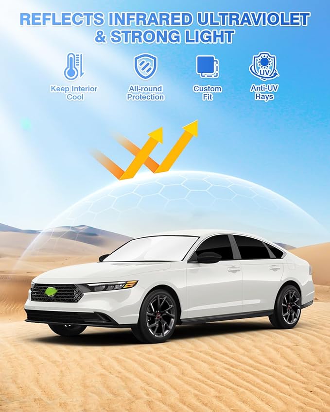 Canvcle Sunshades for Honda Accord 2023-2025 2026 Accessories Windshield Sun Shade Side Rear Window Shade Cover Sun Visor Shield Privacy Protection Keep Vehicle Cool Black 8PCS