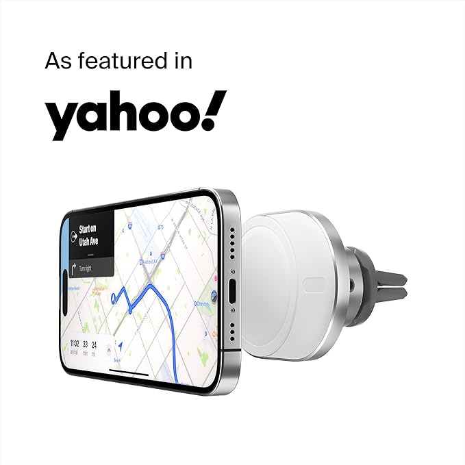 Belkin MagSafe-Compatible Wireless Car Charger 15W, Fast Charging Wireless Charger - Powerful Magnetic Vent Holder for iPhone 17, 16, 15, 14, 13 Series, Pixel 10, Secure Car Phone Mount - White