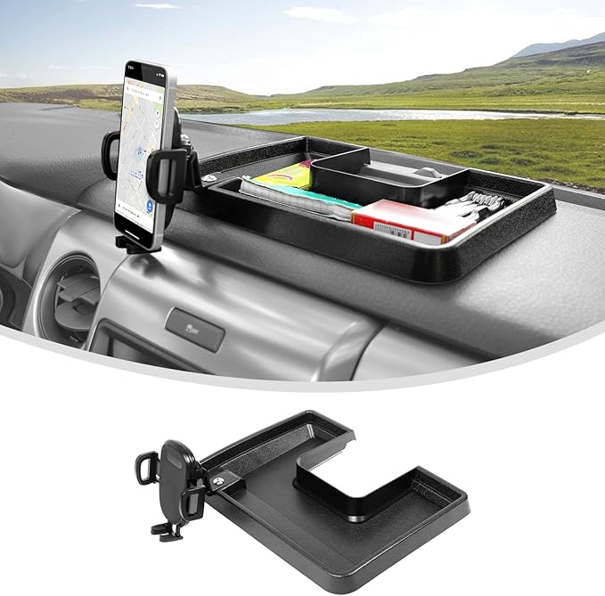 Linskip Dashboard Universal Smartphone Holder Tray Fit for 2009-2014 Ford F-150 Raptor, Rotates Vertical and Horizontal, Easy Push Action, Interior Accessories