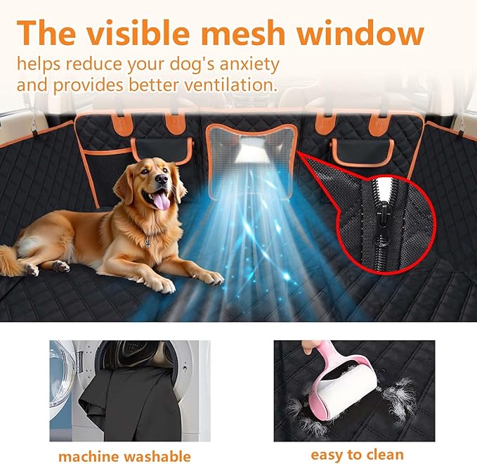 Back Seat Extender for Dogs,Dog Car Seat Cover for Back Seat with Hard Bottom Holds 500 lbs,Car Seat Protector,Waterproof Extender for Dogs,Dog Hammock,Pet Bed for Full-Size Cars,SUVs, Small Trucks
