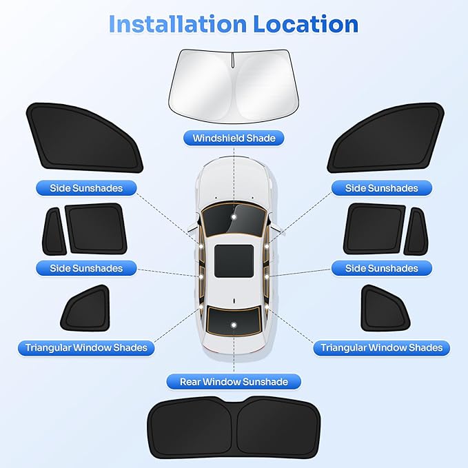 Canvcle Sunshades for 2018-2024 BMW X3 Accessories Windshield Sun Shade Side Rear Window Shade Cover Sun Visor Shield Privacy Protection for Camping Keep Vehicle Cool Black 10PCS