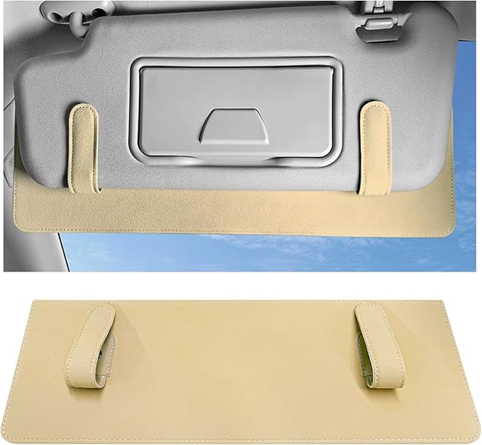 Sun Visor Extender for Car, Anti-Glare Sunvisor Extension Shade Attachment for Safe Driving, Clip-On Sun Blocker Sunshade Extender Protect Driver Passenger from UV Rays (Beige)