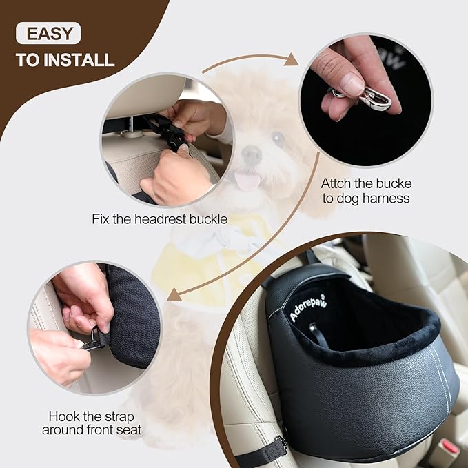 Small Dog Car Seat Under 13lbs - Luxury PU Leather Dog Booster Car Seats for Small Dogs with Removable Inner, Can be Used as Pets Carrier Bag