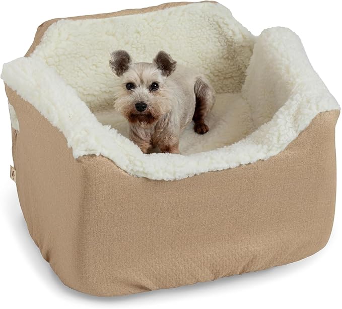 Snoozer Dog Car Seat: Lookout I Dog Booster Car Seat for Pets up to 25lbs, Helps Alleviate Travel Sickness & Fear for Dogs, Removable Washable Cover – Birch Diamond, Size Medium