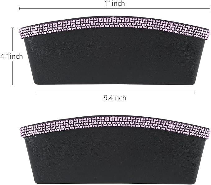 eing 2 in 1 Car Seat Gap Organizer, Front Car Seat Crevice Storage Box, Car Seat Gap Filler with Crystal Diamonds, Adjustable Storage Pocketsfor Glasses, Keys and Phones, 2 - Pack Pink