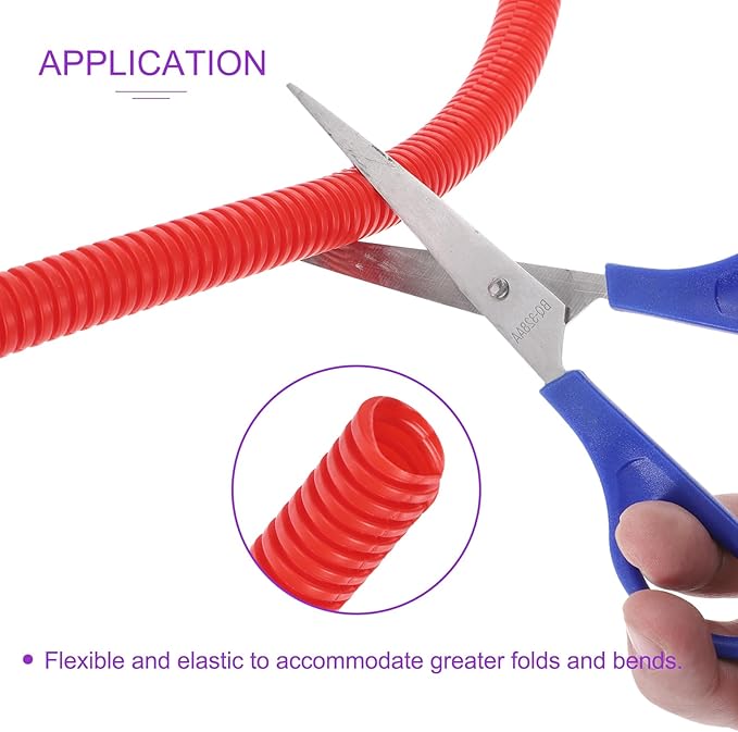 DMiotech 20ft Wire Loom Split Tubing 1/2 Inch(12.7 Mm) ID, Cord Protectors from Pet Flexible Conduit Cable Management for Office, Home, Garden, Red