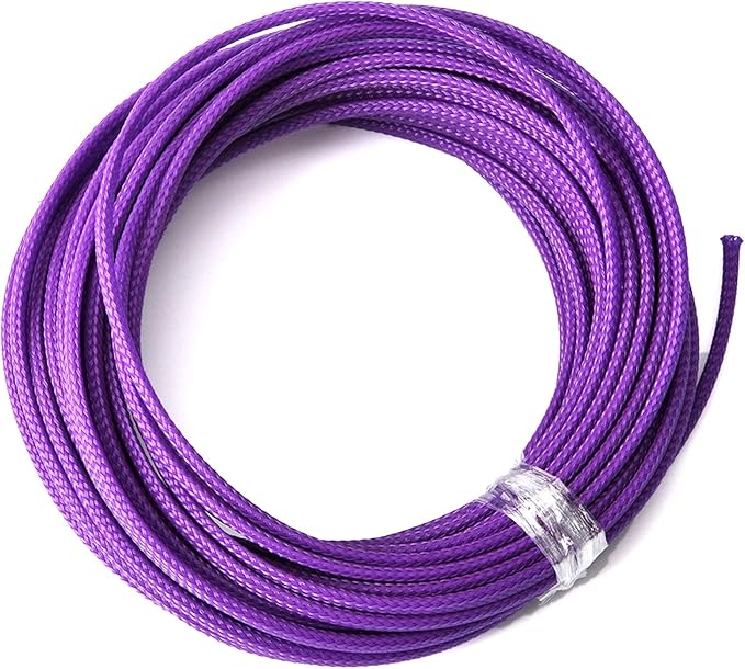 Aicosineg 32.8ft PET Flexible Braided Cable Sleeve 0.16inch Width Wire Loom Sleeving and Organizer Flexible Wire Mesh Sleeve for TV Audio PC Cords from Pets Chewing Purple