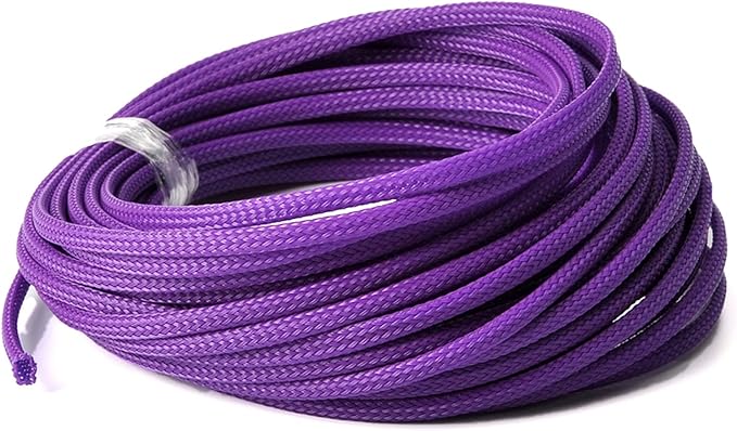 Aicosineg 32.8ft PET Flexible Braided Cable Sleeve 0.16inch Width Wire Loom Sleeving and Organizer Flexible Wire Mesh Sleeve for TV Audio PC Cords from Pets Chewing Purple