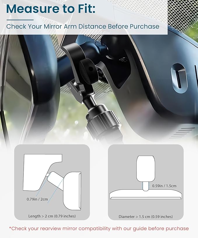 Rear View Mirror Phone Holder, Premium Aluminum Alloy Mount with Multi-Angle Adjustment, Rearview Mirror Phone Holder Mount For Car & Truck, Universal Accessories Compatible with All Cell Phone