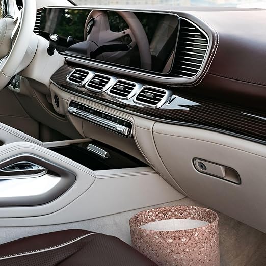 Blush Pink Rose Gold Glitter Car Trash Can Leak Proof Hanging Waterproof Garbage Can Multipurpose Trash Bin for Car SUV Front Seat Headrest Collapsible and Portable Storage Pocket