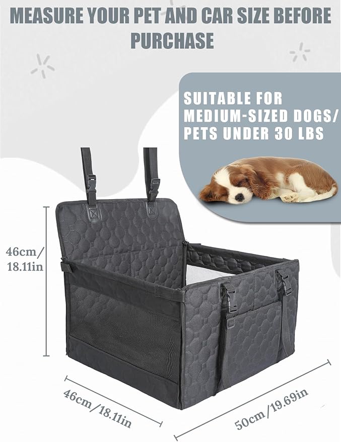 Dog Car Seat for Small and Medium Dogs,Waterproof Fabric with Breathable Mesh&Adjustable Dog Seat Belt for Car,Dog Bed for Back Seat Up to 30 LB-Small Black
