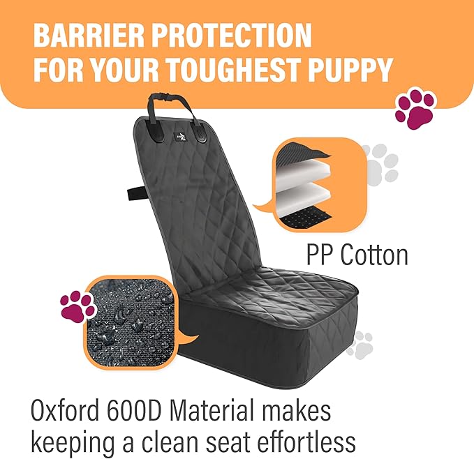 Active Pets Dog Car Seat Cover, Waterproof Front Seat Protector for SUV Truck Sedan, Pet Safety Travel Comfort System with Universal Fit, Pink