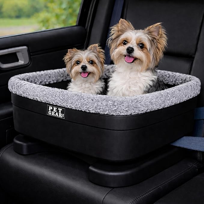 Pet Gear Booster Seat for Dogs/Cats, Removable Washable Comfort Pillow + Liner, Safety Tethers Included, Installs in Seconds, No Tools Required, Sea Salt