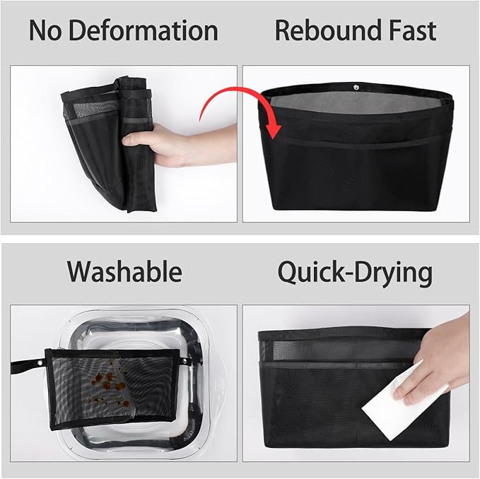 ZTUJO Purse Organizer Insert For Handbags,Mesh Bag Organizer Insert With Zipper Bag Tote Shaper Fit Speedy Neverful PM MM le Pliage,Light Weight (Black, Medium)