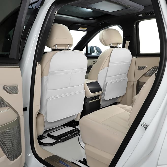 TAIKOO Back Seat Protector,Preventing the Impact of Children Stepping on the Seat Backrest,Beautiful appearance and easy to clean,black (Cream White -2 pcs)
