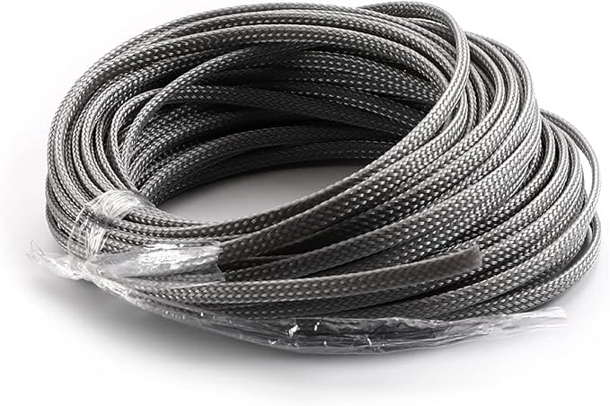 Aicosineg 32.8ft PET Flexible Braided Cable Sleeve 0.16inch Width Wire Loom Sleeving and Organizer Flexible Wire Mesh Sleeve Wrap Protector for TV Audio PC Cords from Pets Chewing Grey