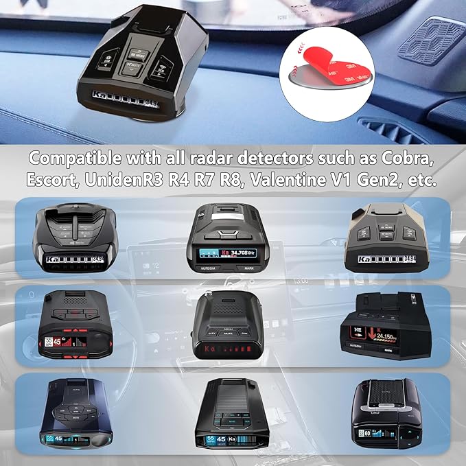 Radar Detector Mount,Upgrade Magnetism Aluminium Dashboard Mount,for Cobra,Escort,UnidenR3 R4 R7 R8, Valentine V1 Gen2 etc All Radar Detector,Shockproof Stable and Adjustable