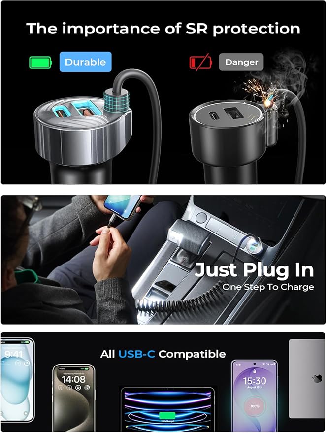 LISEN 90W for iPhone 17 16 15 Pro Max Car Charger USB C Fast Charge,Super Fast for iPhone 15 16 17 Pro Car Charger USB C Adapter for iPhone 17e 16 15 Pro Max Plus Air,Samsung Galaxy S26 Ultra, Android