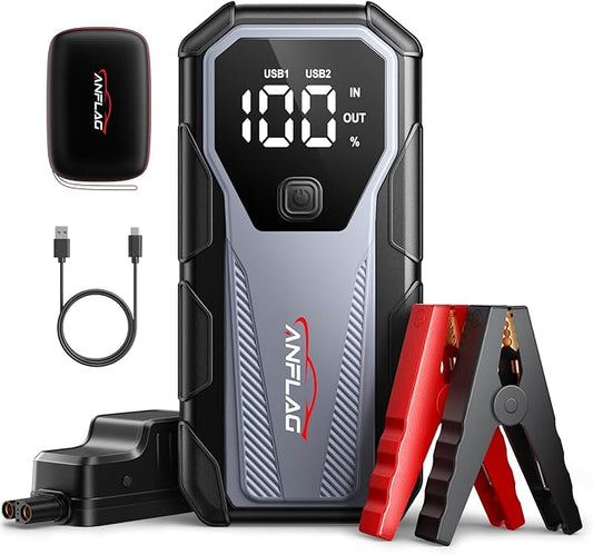 7000A Car Jump Starter 12V Battery Pack, 21800mAh Portable Jump Box for All Gas & 10L Diesel Engines, Smart Jumper Cables, Force Start, -20°C Cold Cranking, 200-Lumen SOS Light & Power Bank