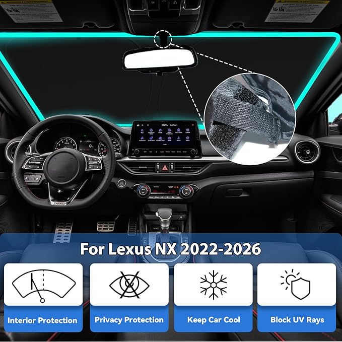 Windshield Sun Shade for Lexus NX 2022-2026 - Car Front Window Sun Visor & Heat Shield Accessories | 240T Blocks UV Rays Sunshade