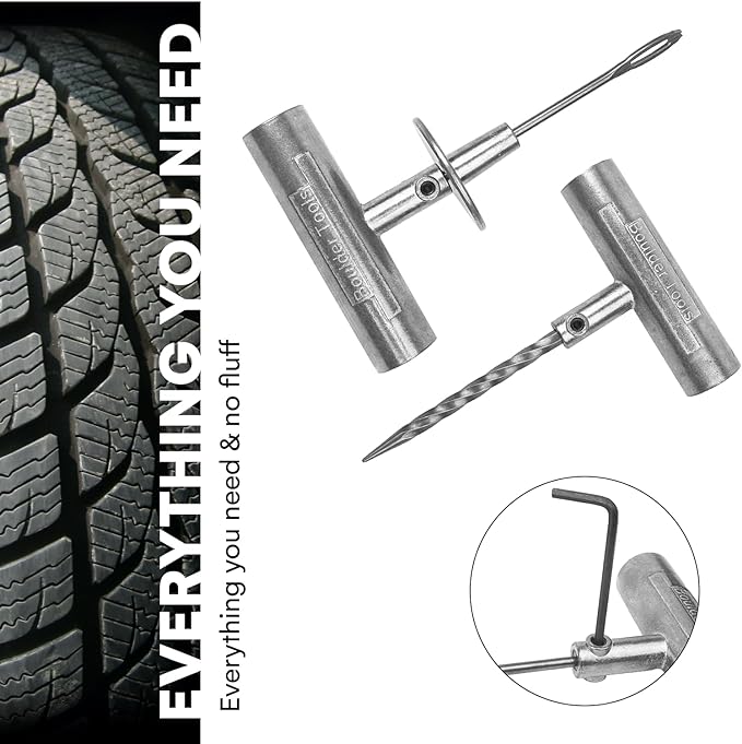 Boulder Tools - Compact Tire Repair kit with Molle Storage Pouch. Heavy Duty Universal Tire Plug Kit, Easily Stores Inside Your UTV, ATV, Truck, Motorcycle, Overlanding Gear or RV