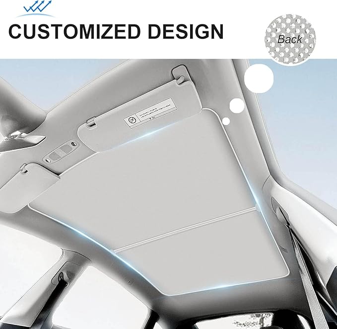 Tesla Model Y Sunshade Roof – Foldable Glass Roof Shade with Nano Ice-Crystal Coatings, UV Protection, No Sag/Gaps, Heat Insulation for Tesla Model Y 2020-2024, Not Suitable for 2025 2026 Juniper