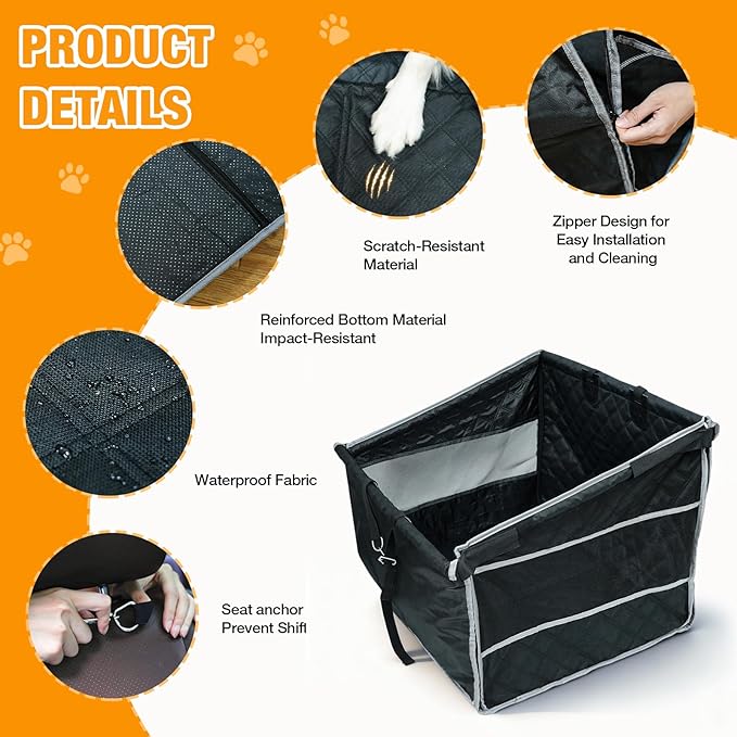 Dog Car Seat for Large Dogs, Back Seat Extender with Mesh Windows, Strong Support Dog Car Seat Cover for Cars, SUV and Road Trip (28 * 23 * 21.7inches)