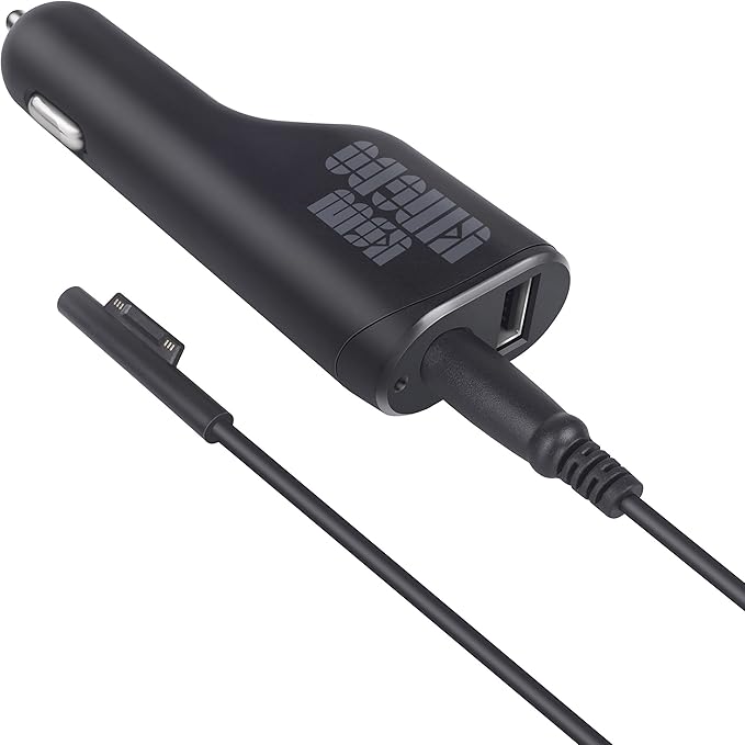 Surface Pro Car Charger Surface Laptop Car Charger,36W 12V 2.58A Power Supply for Microsoft Surface Pro 3/4/5/6/Book/Go,Surface Pro 9,Surface Laptop car charger with USB 2.0 Port(5Ft Cord)&Travel Case