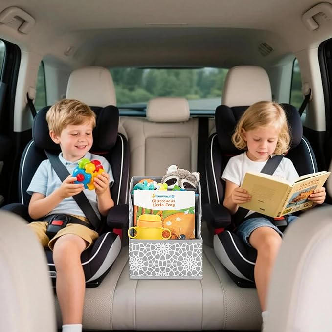 Easi Foldable Car Seat Organizer With 12 Storage Compartments 2 Metal Cup Holders, 2 Pack Back Seat Car Organizer For Car Accessories, Front Seat organizer For SUV Truck Van Sedans, Print