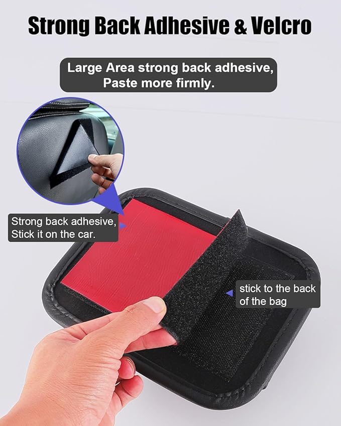 Driver's Car Storage Bag, Small Car Side Pocket Organizer for Car Seats, Doors and Consoles, PU Leather (Black)