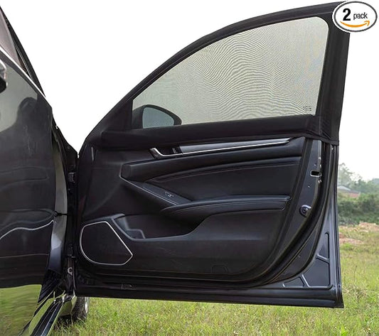 Car Front Side Window Shades,2 Pack Breathable Mesh Car Window Screens Sun Shades Covers for Car Camping,Fit for 95% of Cars