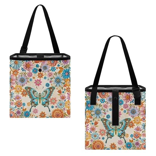 Butterfly Car Trash Can for Back Seat Car Accessories for Women Men Boho Mandala Leakproof Auto Garbage Cans Hanging Trash Bin for Car Water-Resistant