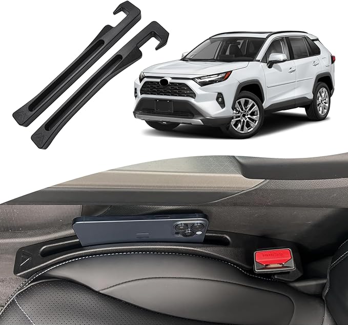 Toyota RAV4 Seat Gap Filler, Car Seat Gap Filler Organizer Stop Things from Dropping Customized Interior Accessories for Toyota Black, 2 Pack
