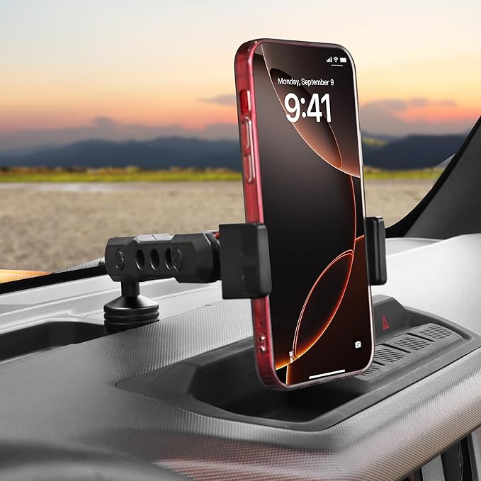 Bronco Phone Holder Car Phone Mount for 2021-2026 Ford Bronco 2/4 Door, 360° Adjustable, Dashboard Cell Phone Stand, Aluminum Car Phone Holder Mount, Black