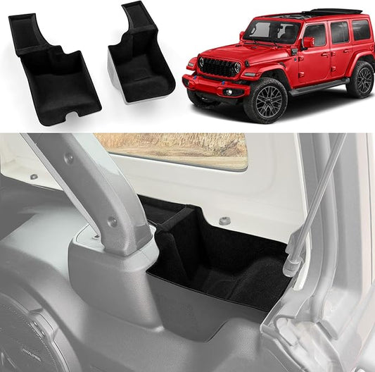 Wheel Well Storage Box Fit for 2024 Jeep Wrangler JL Unlimited, Cargo Organizer Tray Trunk Side Storage Box Bin for Wrangler JL 4 Door Accessories, 2PCS(Left+Right)(Flocked)