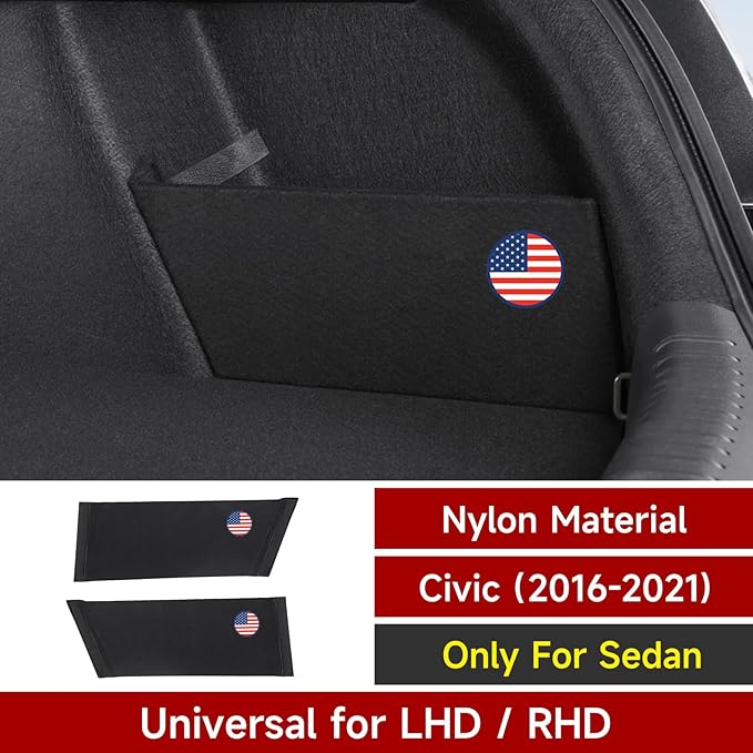2PCS Rear Trunk Organizer Side Divider Board Compatible with Honda Civic 10th Gen 2016 2017 2018 2019 2020 2021 Accessories - ONLY for Sedan