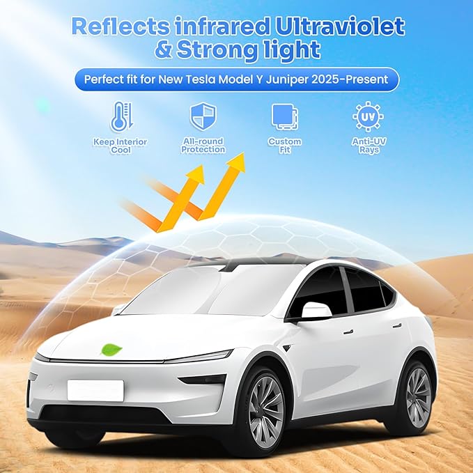 Canvcle Window Shades for 2025 2026 New Tesla Model Y Juniper Accessories Windshield Sun Shade Side Rear Window Covers Sunshade Sun Visor Shield Privacy Protection for Camping Keep Car Cool Black 8PCS