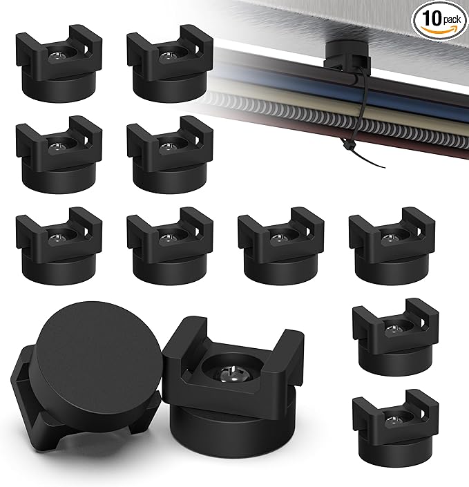 10 Pack Magnetic Zip Tie Mount with Rubber Coating, Strong NdFeB Magnetic Cable Zip Tie Mount for Car & Home Wire Organization, No-Drill Magnet Cable Tie Holder Base Kit for Metal Surfaces