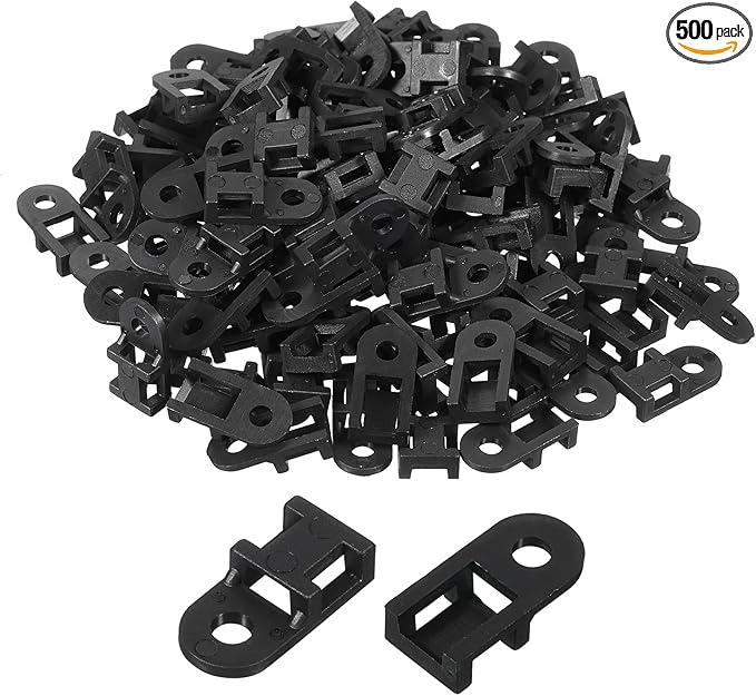 MECCANIXITY 500pcs Cable Tie Base Saddle Type Mount Wire Holder, 0.79"x0.38"x0.2" Wire Clips Organizer Holders Clamps for Electronic Wires, Black 0.16"Dia