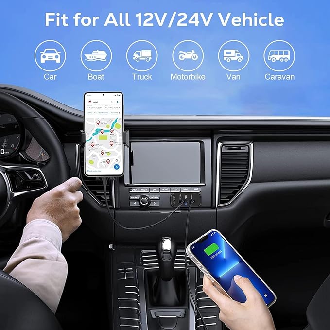 Linkstyle 3 Ports 12V USB Outlet, 18W PD3.0 Port, 18W QC3.0 & 2.4A USB A Charger Fast Charging Socket Panel for Car Marine (2PCS)